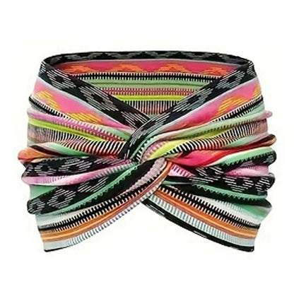 Stirnband im Boho-Stil & mit Paisley-Muster, breites elastisches Stirnband