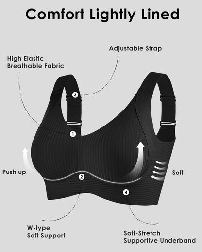 🏆️Gerippter Push-up-BH ohne Bügel für Damen