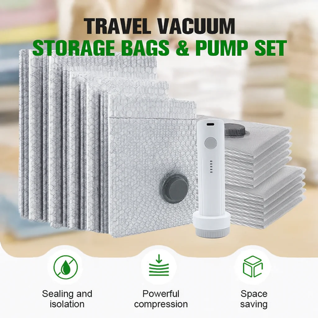 🏆⚡ 50K+ SOLD! Cordless Travel Vacuum Storage Compression Bag