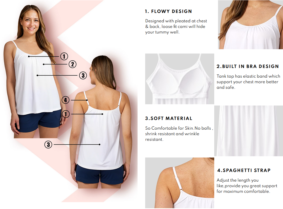 Løs passform tanktopp med innebygd BH