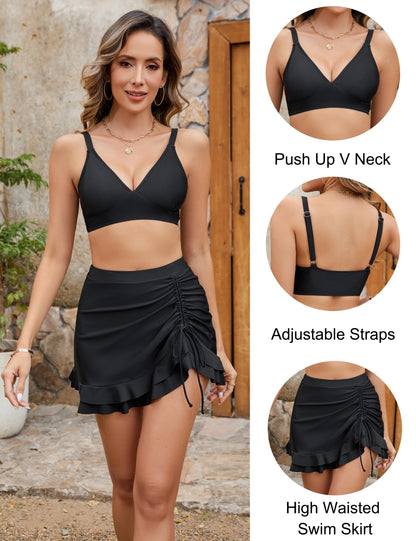 👙Bikinisett med høy midje og magekontroll til dame i gingham-kvalitet