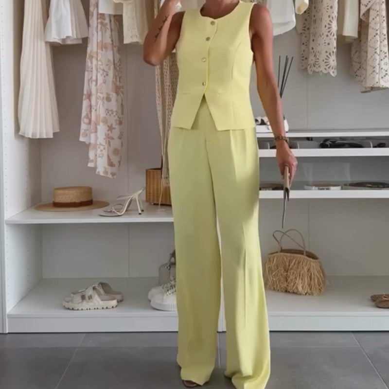 🌸Sommerkupp 49 % RABATT🌸Sett med ermeløs topp og lange bukser til dame