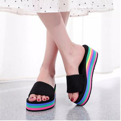 🌈Flip-flops for kvinner med regnbuefargede såler
