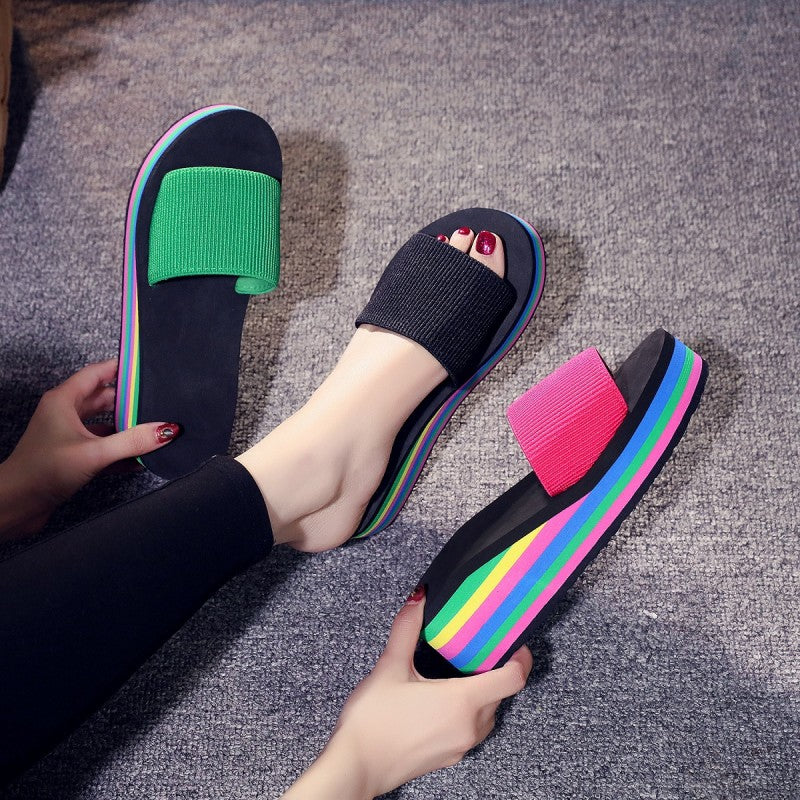 🌈Flip-flops for kvinner med regnbuefargede såler