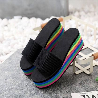 🌈Flip-flops for kvinner med regnbuefargede såler