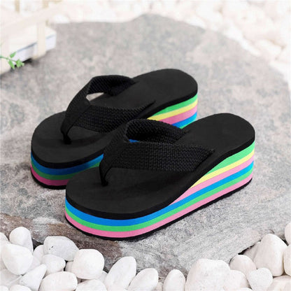 🌈Flip-flops for kvinner med regnbuefargede såler
