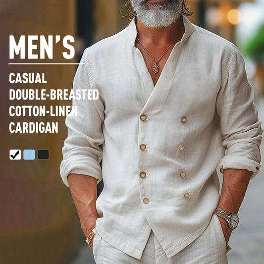 Herrevest laget av bomull og lin med dobbel knappelukking