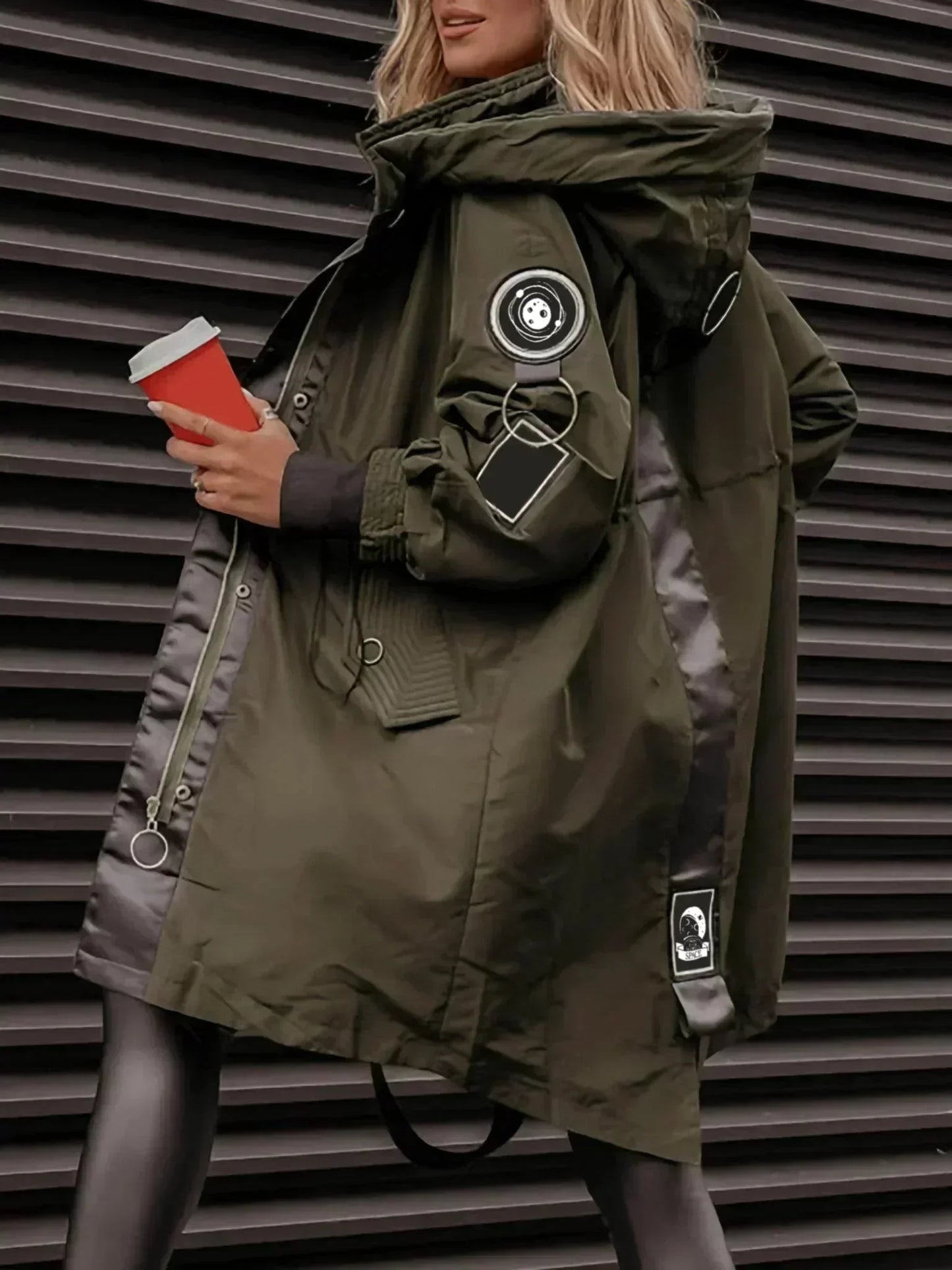 💜Langermet jakke med hette for kvinner