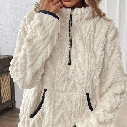🔥KAUFEN SIE 2 - KOSTENLOSER VERSAND🔥Tragen Sie einen superweichen Pullover mit halbem Reißverschluss und Plüschtaschen