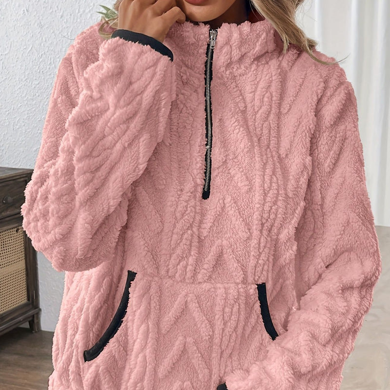 🔥KAUFEN SIE 2 - KOSTENLOSER VERSAND🔥Tragen Sie einen superweichen Pullover mit halbem Reißverschluss und Plüschtaschen