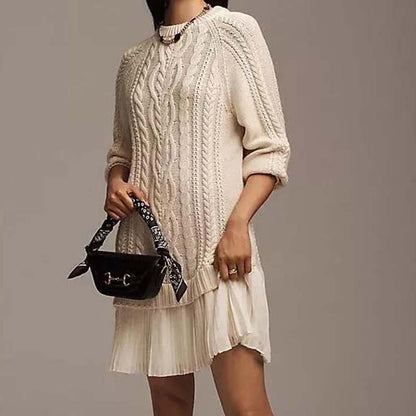 Mini-Pulloverkleid mit Zopfmuster für Damen