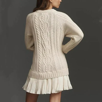 Mini-Pulloverkleid mit Zopfmuster für Damen