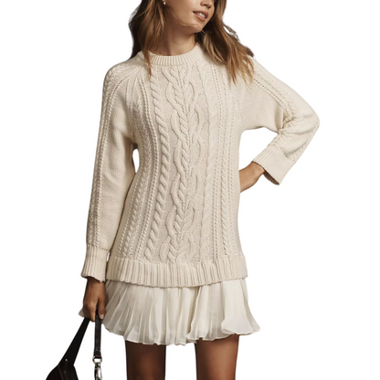 Mini-Pulloverkleid mit Zopfmuster für Damen