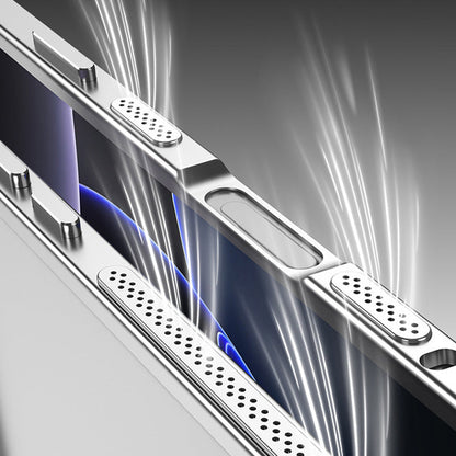 iPhone-Hülle mit blankem Metallrahmen, Wärmeableitungsfunktion und Seepferdchen-Schnalle