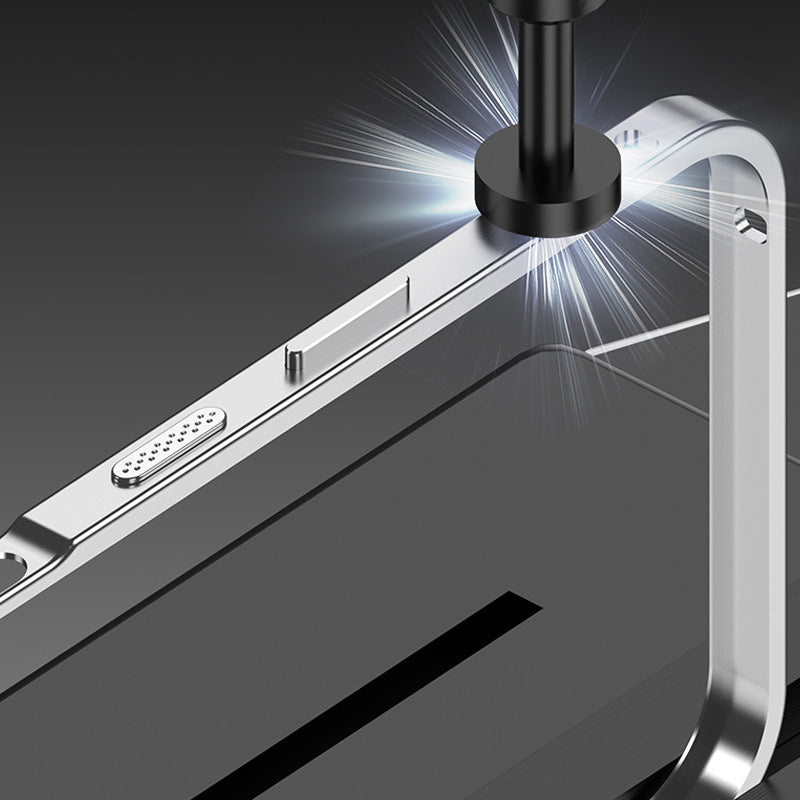 iPhone-Hülle mit blankem Metallrahmen, Wärmeableitungsfunktion und Seepferdchen-Schnalle