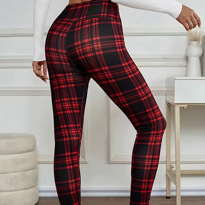 Karierte Leggings mit Fleecefutter für Damen – weiche, dehnbare und stylische Winterkleidung 🧣