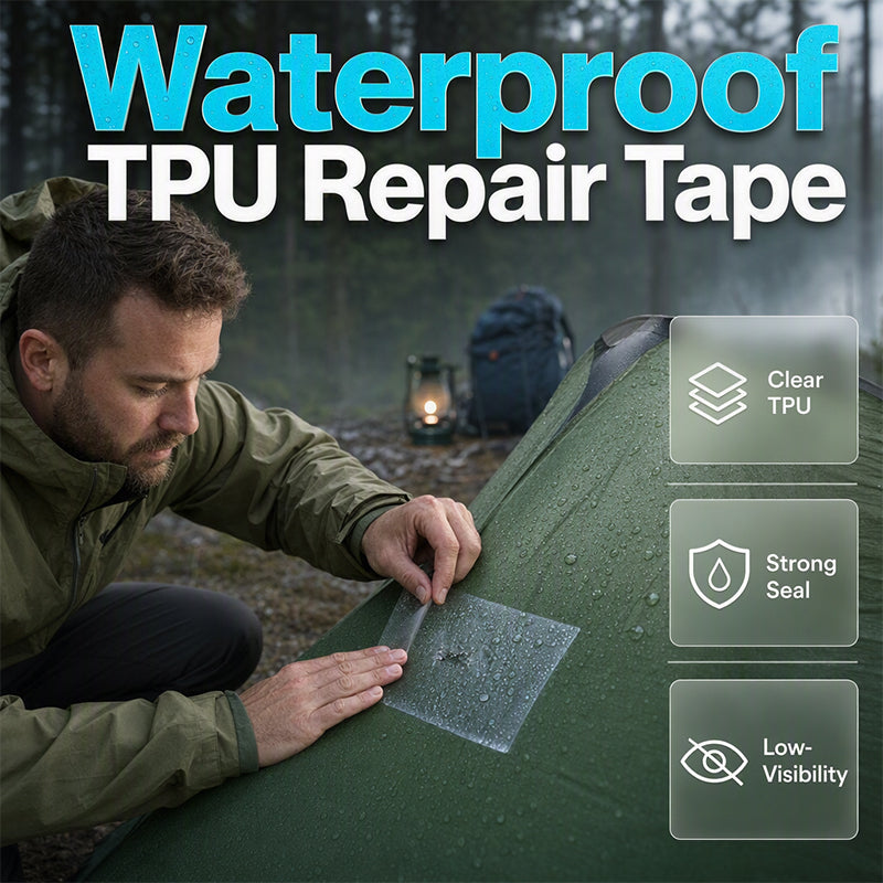 🛠️ Wasserfestes, klares TPU-Reparaturklebeband für Zelte und Outdoor-Ausrüstung